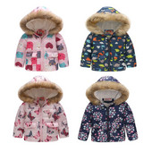 Mergaičių striukės Rudeniniai žieminiai paltai berniukams Kūdikių mergaičių nešioti Vaikiška kailinė apykakle su gobtuvu Šilti viršutiniai drabužiai Vaikiški animaciniai drabužiai