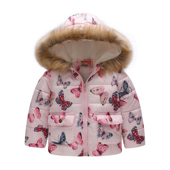 Βρεφικά μπουφάν για κορίτσια Φθινοπωρινά χειμωνιάτικα παλτό για αγόρια Βρεφικά κοριτσάκια φορούν παιδικό γούνινο γιακά με κουκούλα ζεστά εξωτερικά ενδύματα Παιδικά ρούχα κινουμένων σχεδίων