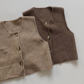 Βρεφικά αγόρια κοριτσίστικα αμάνικη ζακέτα πλεξίματος Άνοιξη φθινόπωρο Παιδικό ρετρό γιλέκο τσέπης Παιδικό πλεκτό γιλέκο με κουμπιά Ζακέτα