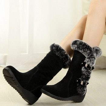Νέες χειμερινές γυναικείες μπότες Casual ζεστά γούνινα παπούτσια με μεσαία γάμπα Γυναικεία slip-on στρογγυλά μποτάκια με σφήνες Snow Boots παπούτσια Muje Plus μέγεθος 42