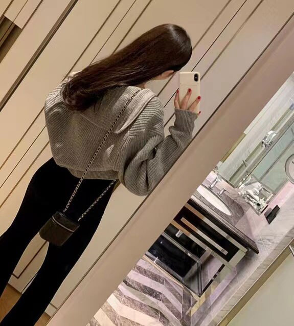 Crop πέτο με διπλό φερμουάρ Ζακέτα Candy Sueters Mujer Pull Jumpers Y2k Ρούχα Υπερμεγέθη 2022 Πουλόβερ για γυναίκες Black Fall Lazy