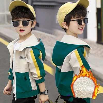 Lielo zēnu burtu mētelis ar kapuci, modes bērnu jaka vējjaka pavasarim rudenim bērniem, apģērbi beisbola apģērbi 4-10 g.