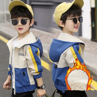 Lielo zēnu burtu mētelis ar kapuci, modes bērnu jaka vējjaka pavasarim rudenim bērniem, apģērbi beisbola apģērbi 4-10 g.