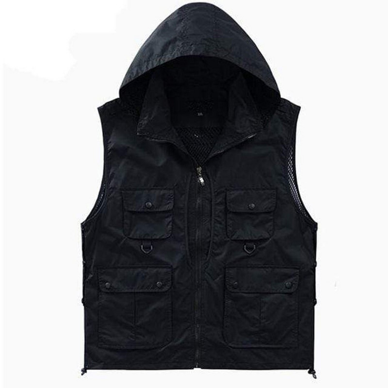 Taktiskā veste ar kapuci, vairākām kabatām liela izmēra ikdienas veste vīriešiem melna armijas zaļa virsdrēbes vīriešiem