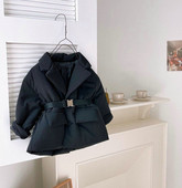 2022 νέο χειμωνιάτικο ζεστό παιδικό κοριτσίστικο μπουφάν Μόδα μωρό χειμωνιάτικο παλτό με ζώνη 2 4 6 8 παιδικά ρούχα