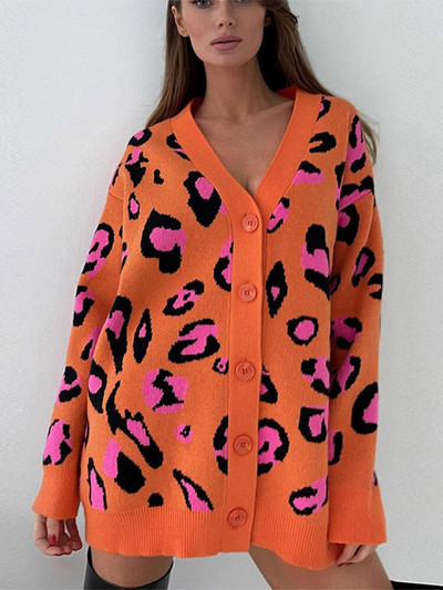 Sieviešu V veida kakla rūtainas drukas trikotāžas jaciņa modes sieviešu pogas ikdienas džemperis ar garām piedurknēm džemperis ar kabatu 2022. gada rudens