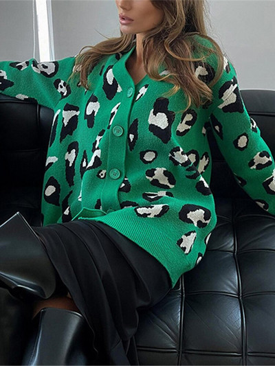 Sieviešu V veida kakla rūtainas drukas trikotāžas jaciņa modes sieviešu pogas ikdienas džemperis ar garām piedurknēm džemperis ar kabatu 2022. gada rudens