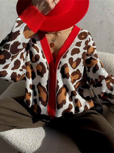 Sieviešu V veida kakla rūtainas drukas trikotāžas jaciņa modes sieviešu pogas ikdienas džemperis ar garām piedurknēm džemperis ar kabatu 2022. gada rudens