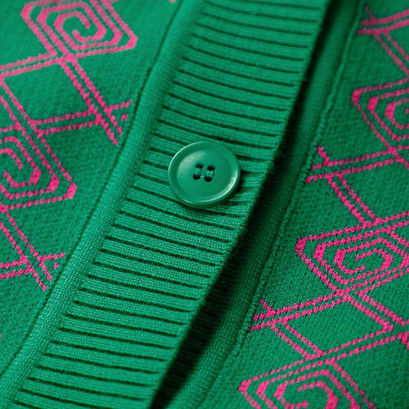 Sieviešu V veida kakla rūtainas drukas trikotāžas jaciņa modes sieviešu pogas ikdienas džemperis ar garām piedurknēm džemperis ar kabatu 2022. gada rudens