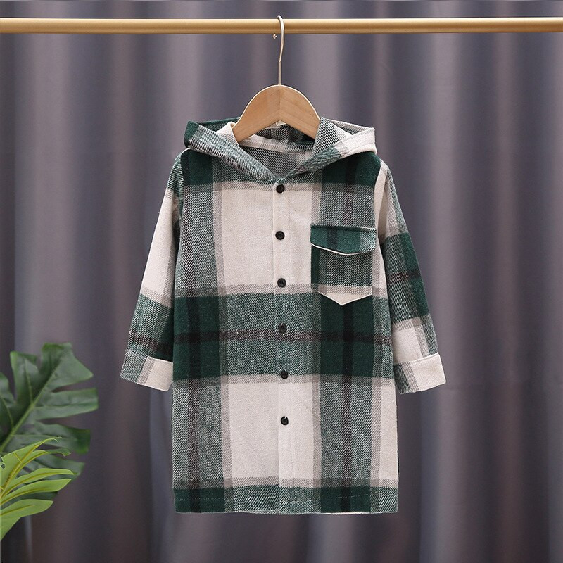 Maziem bērniem, bērniem, meitenēm, zēniem, rudens pavasarim, pilnām piedurknēm, rūtaini ar kapuci, vienas rindas augšējais apģērbs, bērnu modes jaka 18 M-6 Y