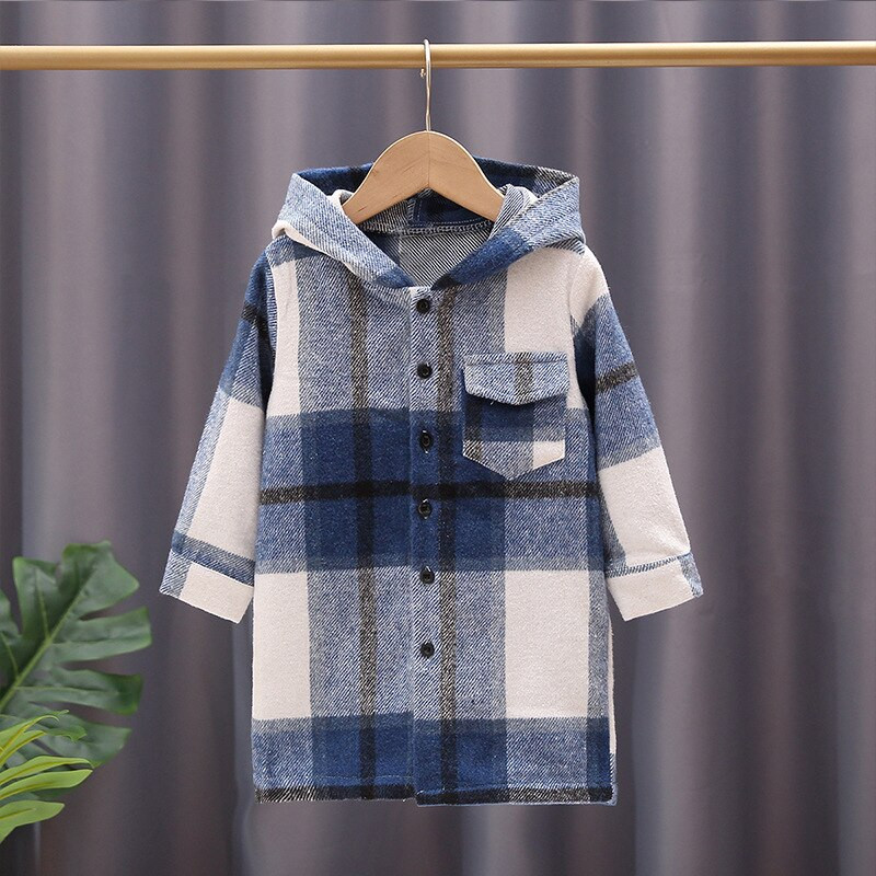 Maziem bērniem, bērniem, meitenēm, zēniem, rudens pavasarim, pilnām piedurknēm, rūtaini ar kapuci, vienas rindas augšējais apģērbs, bērnu modes jaka 18 M-6 Y