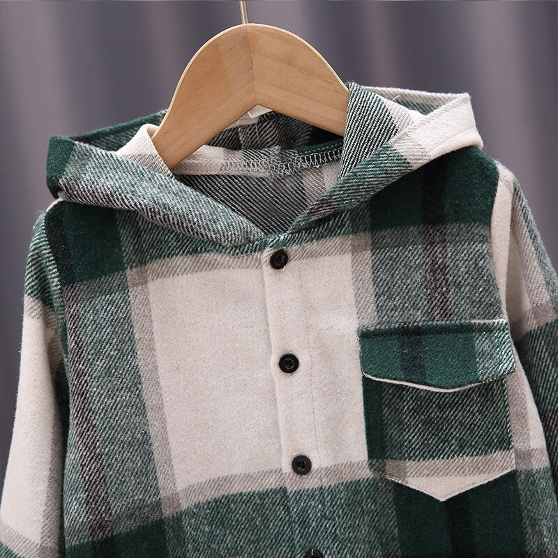 Maziem bērniem, bērniem, meitenēm, zēniem, rudens pavasarim, pilnām piedurknēm, rūtaini ar kapuci, vienas rindas augšējais apģērbs, bērnu modes jaka 18 M-6 Y