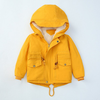 Зимно топло и поларено яке за момчета, издържащо на силния студ, дебело връхно облекло с качулка, палто за деца 6 цвята 2-7 годишни дрехи