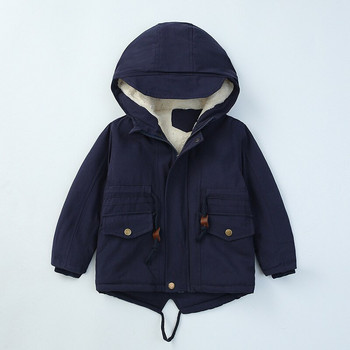 Зимно топло и поларено яке за момчета, издържащо на силния студ, дебело връхно облекло с качулка, палто за деца 6 цвята 2-7 годишни дрехи