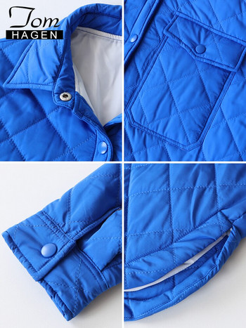 Γυναικείο χειμωνιάτικο μπουφάν Big Blue Parka Outerwear Long Warm Loose Casual Coat Vintage καπιτονέ μπουφάν για γυναίκες με ζώνη 2022