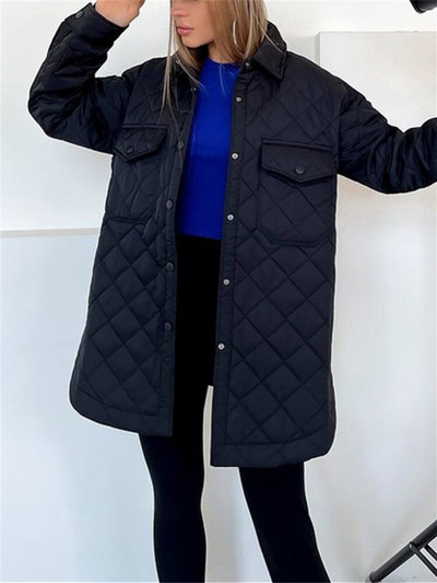 Γυναικείο χειμωνιάτικο μπουφάν Big Blue Parka Outerwear Long Warm Loose Casual Coat Vintage καπιτονέ μπουφάν για γυναίκες με ζώνη 2022