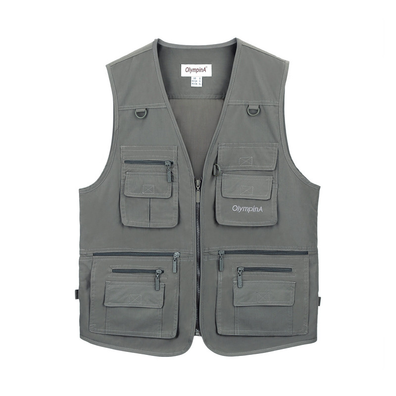 Horgászmellény Férfi Nyári Utazó Ujjatlan dzsekik Mellény Szabadtéri Alkalmi mellény sok zsebbel Nagy méretű 5XL