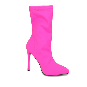 Γυναικεία παπούτσια με μυτερό μύτη ελαστικές μπότες Candy Color Υφασμάτινες μπότες Ψηλοτάκουνες Κάλτσες Μπότες Λεπτά ψηλοτάκουνα Γυναικεία Pumps Μέγεθος 35-43