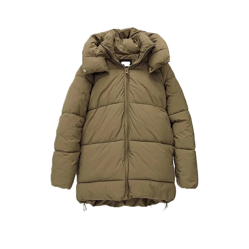 Ziemas mētelis Sieviešu siltie mēteļi ar kapuci Parkas Biezjaka Zaļš Garš Mētelis Gara Jaka Sieviešu Virsdrēbes Rāvējslēdzējs Zatraf Mētelis