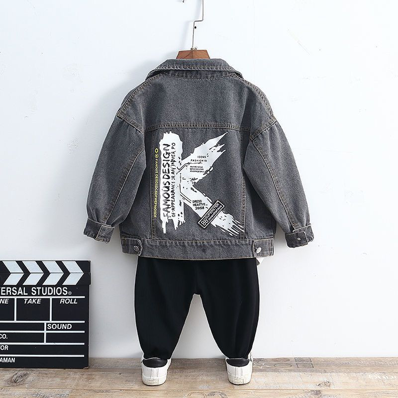Karstā izpārdošana 2022. gada džinsa jaka zēniem Modes mēteļi Bērnu apģērbi Rudens mazuļu meiteņu apģērbi Virsdrēbes Karikatūra Džins Jaka Mētelis