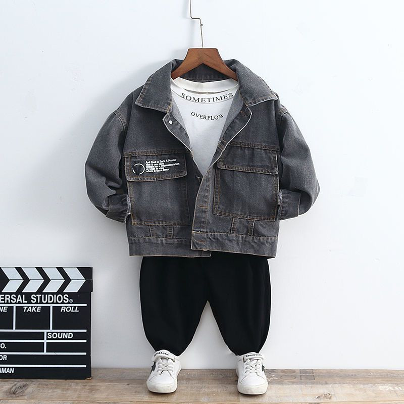 Karstā izpārdošana 2022. gada džinsa jaka zēniem Modes mēteļi Bērnu apģērbi Rudens mazuļu meiteņu apģērbi Virsdrēbes Karikatūra Džins Jaka Mētelis