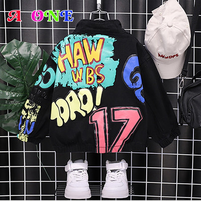 Baby Boy Jacket 2020 Ανοιξιάτικη Μόδα φθινοπώρου Μαύρο τζιν Παιδικό μπουφάν Casual Παιδικά ρούχα Ρούχα για αγόρι γράμμα 2T έως 10T YRS