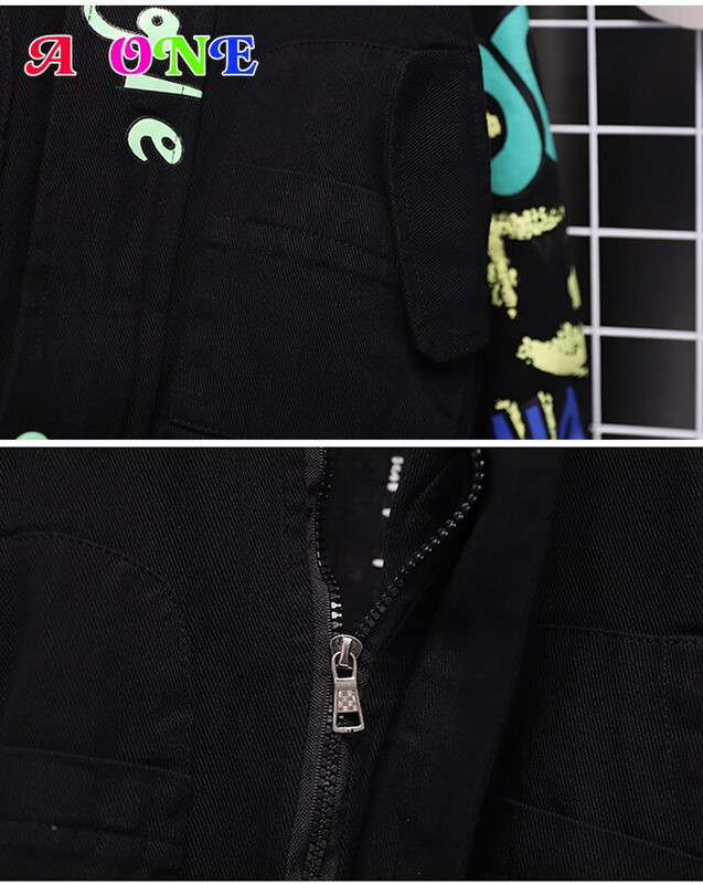 Mazuļu jaka 2020. gada pavasara rudens modes melna džinsu jaka Bērnu jaka Ikdienas bērnu apģērbi Zēnu apģērbi Vēstule 2T līdz 10T YRS