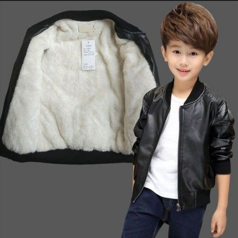 Zēnu jaka PU ādas 2020. gada rudens ziemas jakas zēniem mētelis bērniem virsdrēbes mēteļi Plus samta bērnu apģērbi jaka 2-14 g