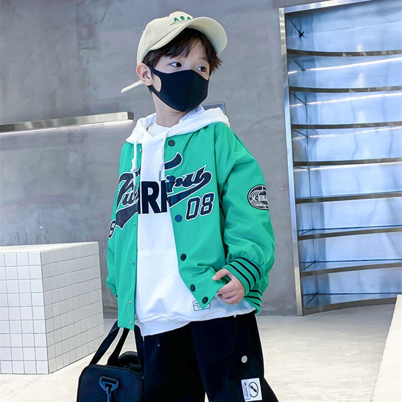 Tinejdžeri Pamučna jakna Proljeće Tinejdžerski ležerni kaput Dječji slovni kaput s patentnim zatvaračem Dječja vjetrovka Tanki kaput Odjeća za dječake