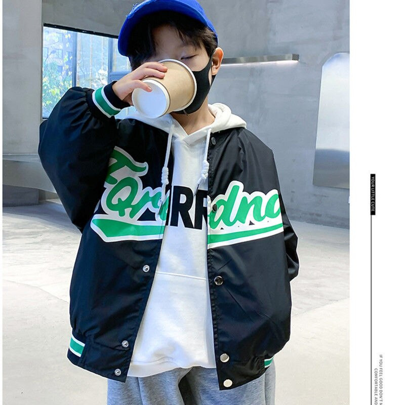 Tinejdžeri Pamučna jakna Proljeće Tinejdžerski ležerni kaput Dječji slovni kaput s patentnim zatvaračem Dječja vjetrovka Tanki kaput Odjeća za dječake