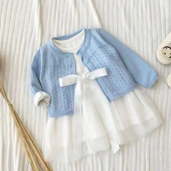 Νεότερα κοριτσίστικα βαμβακερά πανωφόρια ζακέτα Παιδικά μπλε παλτό Λευκό πουλόβερ ώμου Παιδικά ρούχα για 2 3 4 5 6 10 11 χρόνια 185032