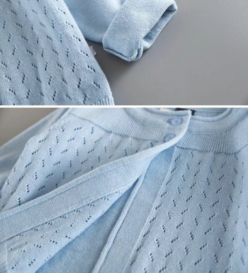 Νεότερα κοριτσίστικα βαμβακερά πανωφόρια ζακέτα Παιδικά μπλε παλτό Λευκό πουλόβερ ώμου Παιδικά ρούχα για 2 3 4 5 6 10 11 χρόνια 185032