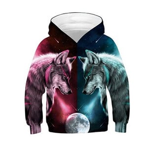 Tinejdžeri Lion and Wolf 3D Boys Hoodies Prevelika proljetna majica za dječake 4-14 godina Odjeća za božićne poklone