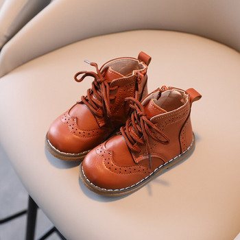 2022 Φθινόπωρο Χειμώνας Παιδικές Μπότες Αγόρια Κοριτσίστικες Κοντές μπότες Βρεφικά μοδάτα δερμάτινα παπούτσια Αγγλικά στυλ με μαλακό κάτω μέρος E08142