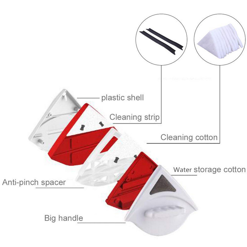 Magnetklaasihari Kahepoolne klaasipuhastushari akende puhastamiseks majapidamises kasutatavate puhastusvahenditega Magnetiline aknapesuhari