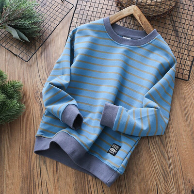 Bērnu apģērbi zēniem rudens svītrainie topi studentiem ar garām piedurknēm t-krekli Bērnu sporta krekls pavasarī un rudenī moderns P4761