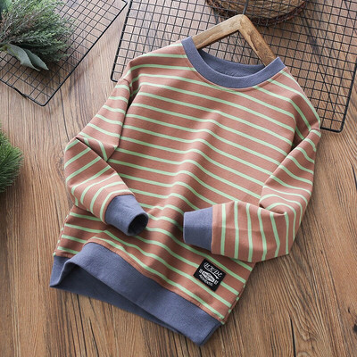 Bērnu apģērbi zēniem rudens svītrainie topi studentiem ar garām piedurknēm t-krekli Bērnu sporta krekls pavasarī un rudenī moderns P4761