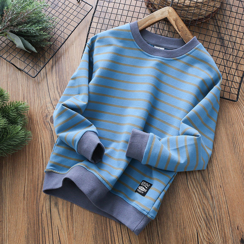 Bērnu apģērbi zēniem rudens svītrainie topi studentiem ar garām piedurknēm t-krekli Bērnu sporta krekls pavasarī un rudenī moderns P4761