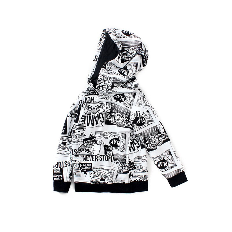 Jauni bērnu kapuces Bērnu multfilmu kapuces Apģērbi Korejiešu pusaudžu zēniem brīvi sporta topi pavasara sporta krekli ar garām piedurknēm 4–14 gadiem