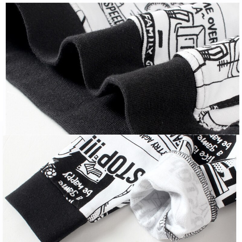 Jauni bērnu kapuces Bērnu multfilmu kapuces Apģērbi Korejiešu pusaudžu zēniem brīvi sporta topi pavasara sporta krekli ar garām piedurknēm 4–14 gadiem