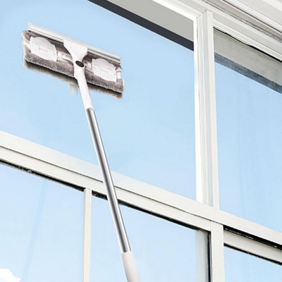 Четка за почистване Телескопична висок уред за почистване на прозорци Чистачка Четка за почистване на стъкло Двойни здрави страни Стъкло за измиване на прозорец