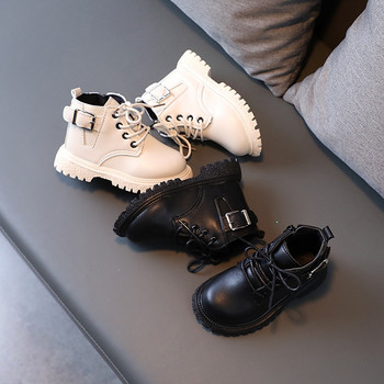 Φθινόπωρο/Χειμώνας 2022 Παιδικές μπότες για αγόρια για κορίτσια Δερμάτινα μποτάκια με αγκράφα Αντιολισθητική μόδα Ζεστά όμορφα παιδικά παπούτσια E08241