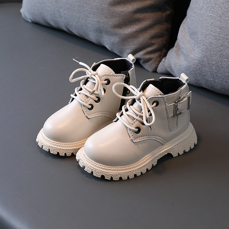 Φθινόπωρο/Χειμώνας 2022 Παιδικές μπότες για αγόρια για κορίτσια Δερμάτινα μποτάκια με αγκράφα Αντιολισθητική μόδα Ζεστά όμορφα παιδικά παπούτσια E08241