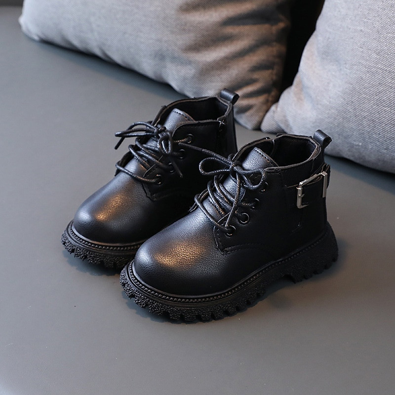 Φθινόπωρο/Χειμώνας 2022 Παιδικές μπότες για αγόρια για κορίτσια Δερμάτινα μποτάκια με αγκράφα Αντιολισθητική μόδα Ζεστά όμορφα παιδικά παπούτσια E08241