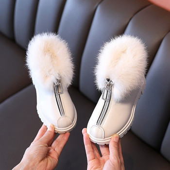 Παιδικά Unisex μονόχρωμα γούνινα μποτάκια για αγόρια κορίτσια Κορεάτικο στυλ Χειμερινός ζεστός παιδικός μπότες χιονιού με χαμηλό τακούνι Αντιολισθητικές μπότες παλίρροιας