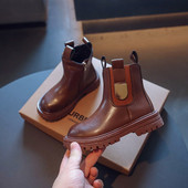 PU gyermek bokacsizma lányoknak brit stílusban 2022 új őszi és tavaszi kerek orr vastag alsó fiú Chelsea csizma gyerek divat