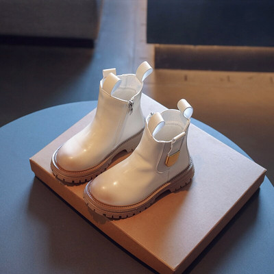 PU gyermek bokacsizma lányoknak brit stílusban 2022 új őszi és tavaszi kerek orr vastag alsó fiú Chelsea csizma gyerek divat