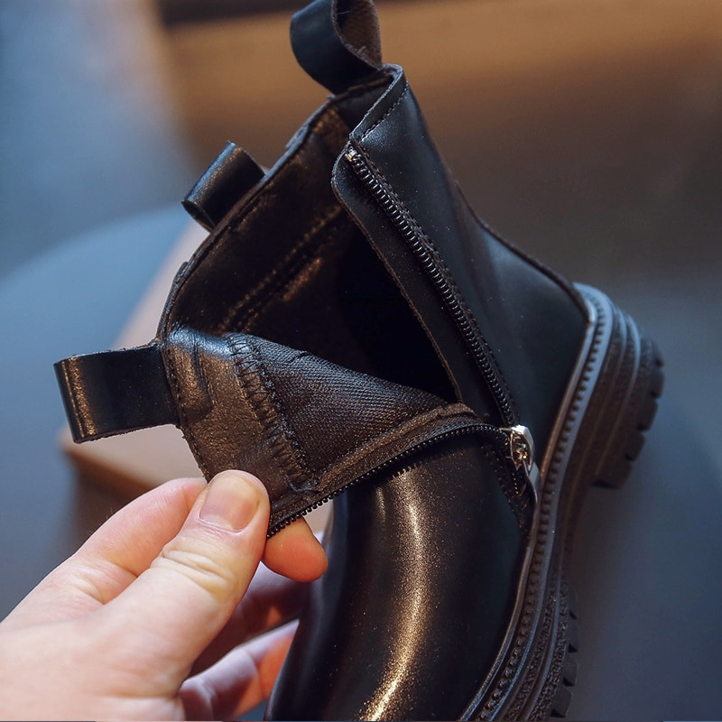 PU gyermek bokacsizma lányoknak brit stílusban 2022 új őszi és tavaszi kerek orr vastag alsó fiú Chelsea csizma gyerek divat