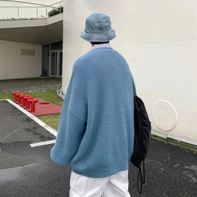 Vīriešu jaka, 2021. gada rudens, vīriešu virsdrēbes, topi, džemperi, adīti, brīvi, ikdienišķa stila korejiešu modes trikotāžas mētelis, velkamie