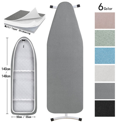 Ironing Board Cover Scorch Resistant, Cotton Cloth Ironing Cover with Padding Heat Reflective Heavy Duty Pad 140x50cm